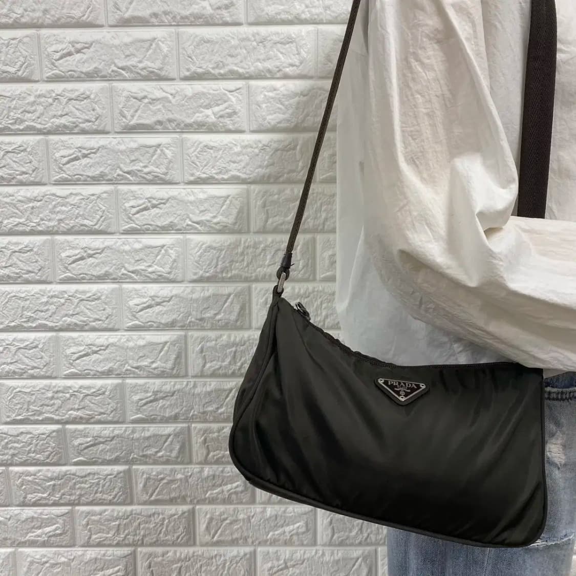 PRADA / 프라다 삼각로고 다크카키 포코노 나일론 숄더백 상품이미지2