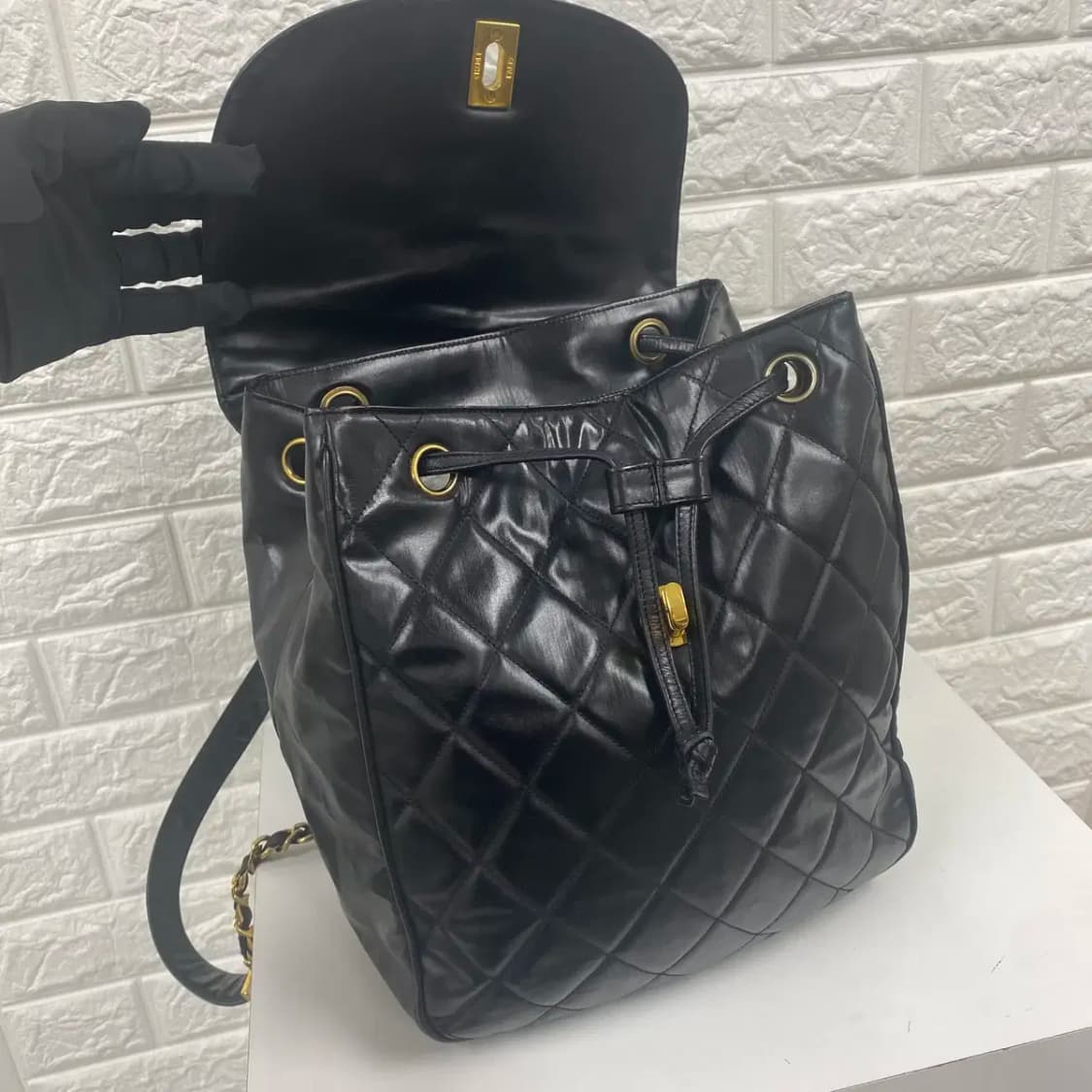 CHANEL / 빈티지 샤넬 3번대 블랙 마틀라세 듀마 백팩 상품이미지8