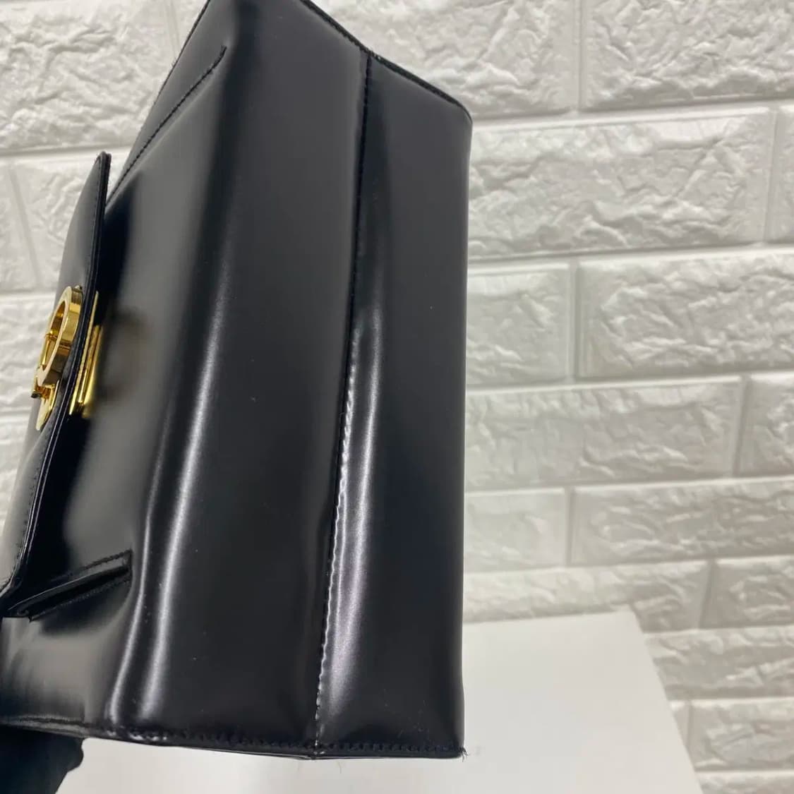 FERRAGAMO/빈티지 페레가모 블랙 레더 간치니 스몰 토트백/투웨이백 상품이미지7