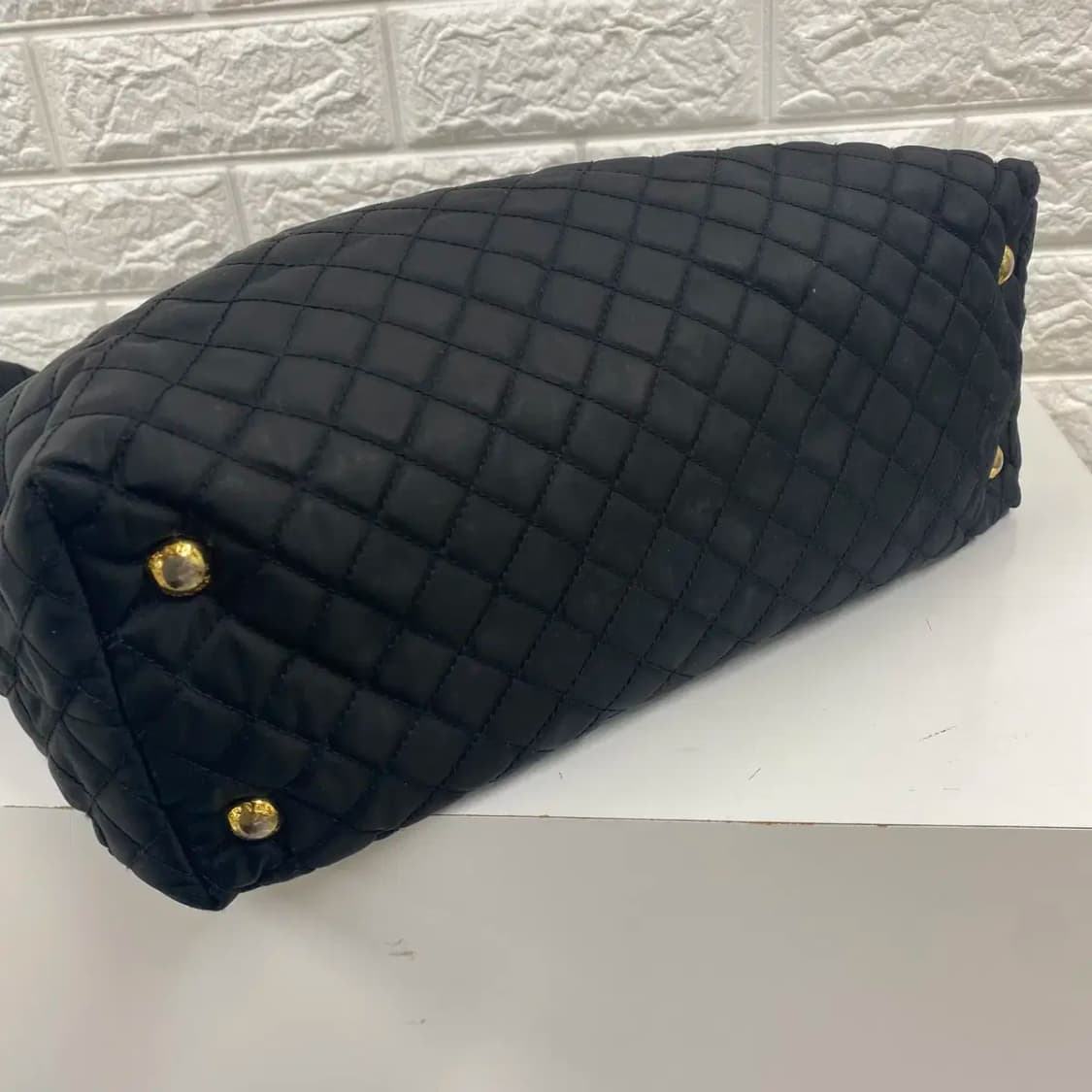 PRADA / 빈티지 프라다 블랙 나일론 퀼팅 토트백 상품이미지9