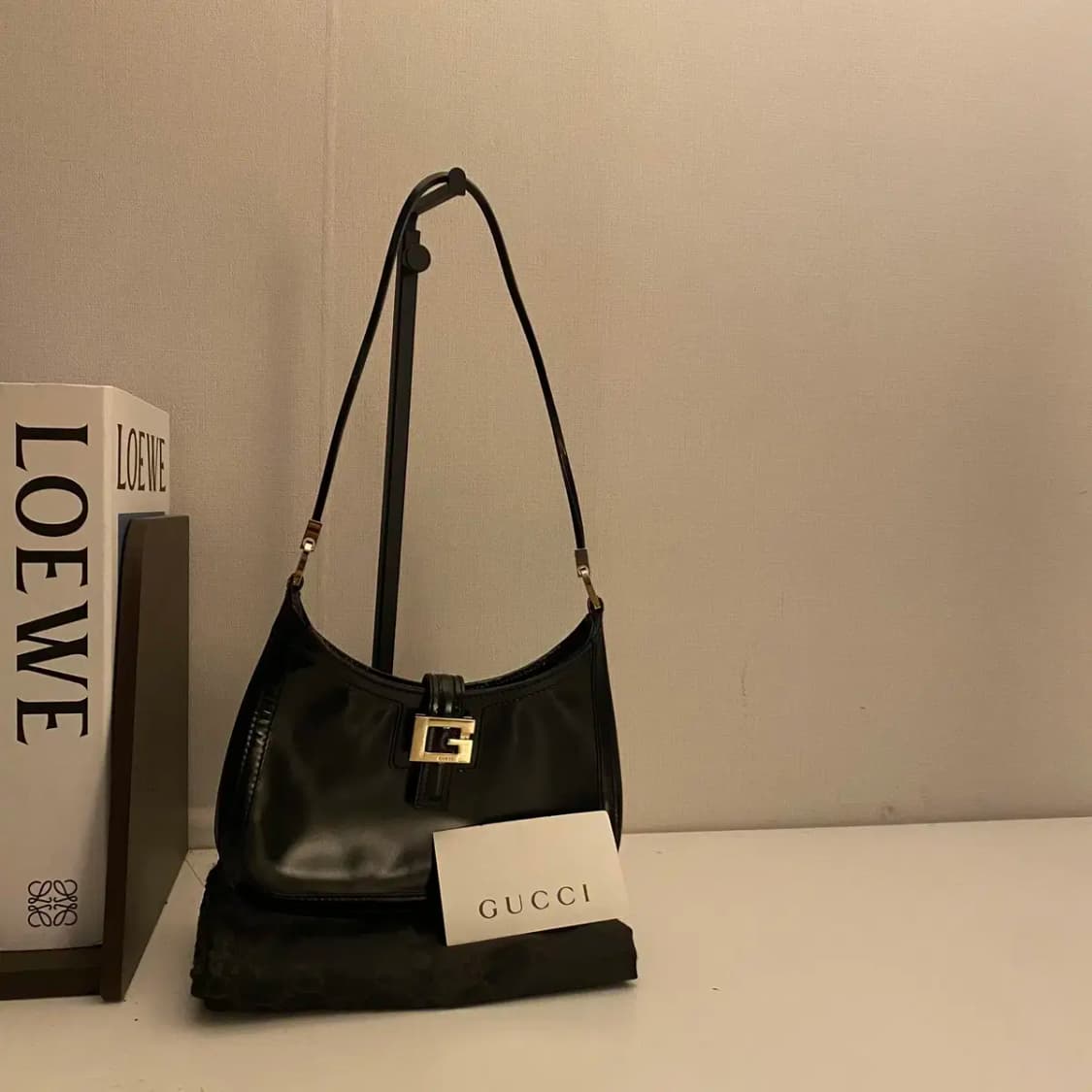 GUCCI / 빈티지 구찌 블랙 페이던트 GG 미니 호보백 / 숄더백 상품이미지1