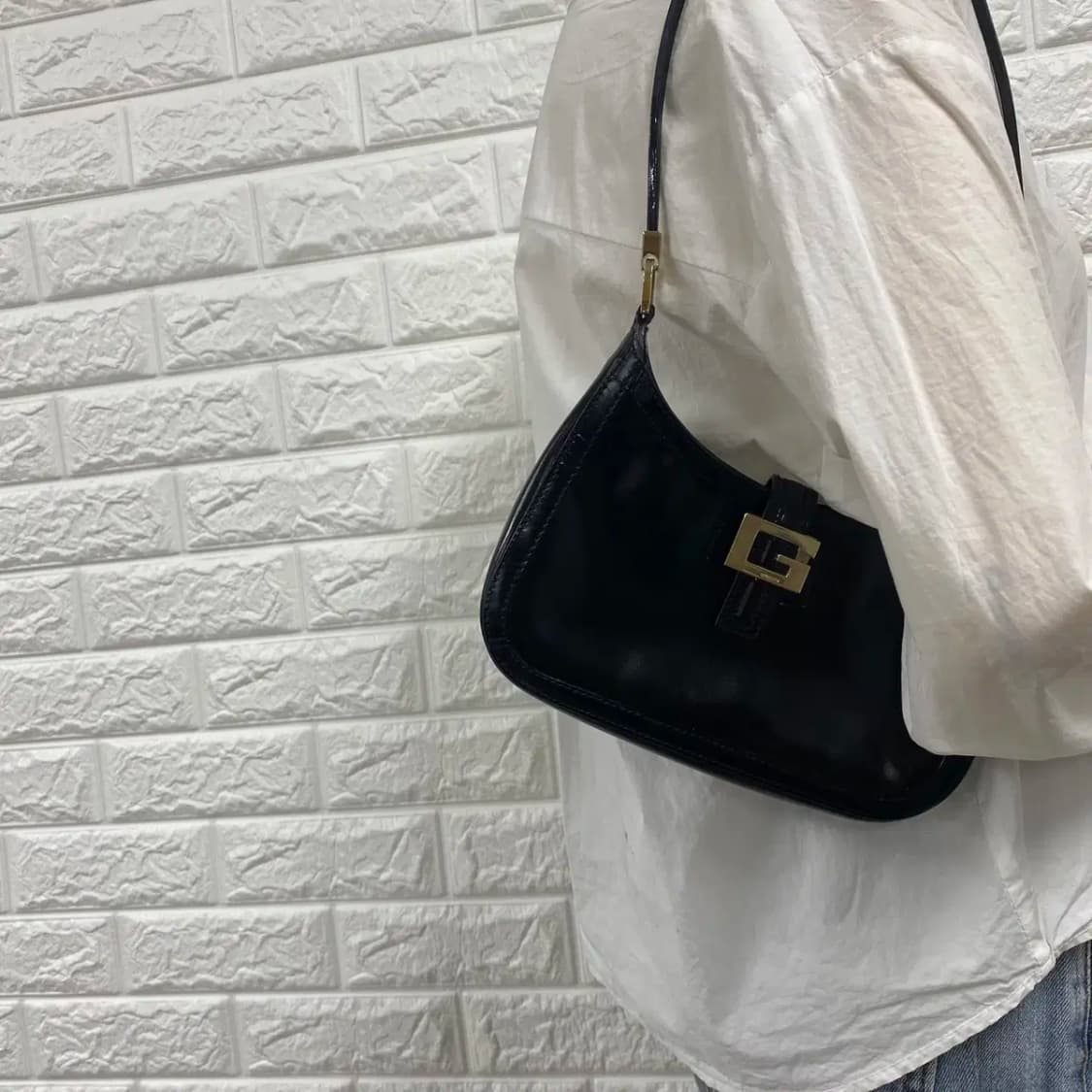 GUCCI / 빈티지 구찌 블랙 페이던트 GG 미니 호보백 / 숄더백 상품이미지2