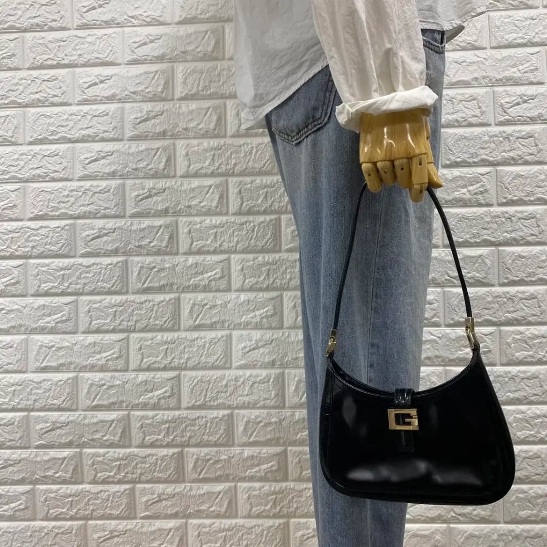 GUCCI / 빈티지 구찌 블랙 페이던트 GG 미니 호보백 / 숄더백 상품이미지3