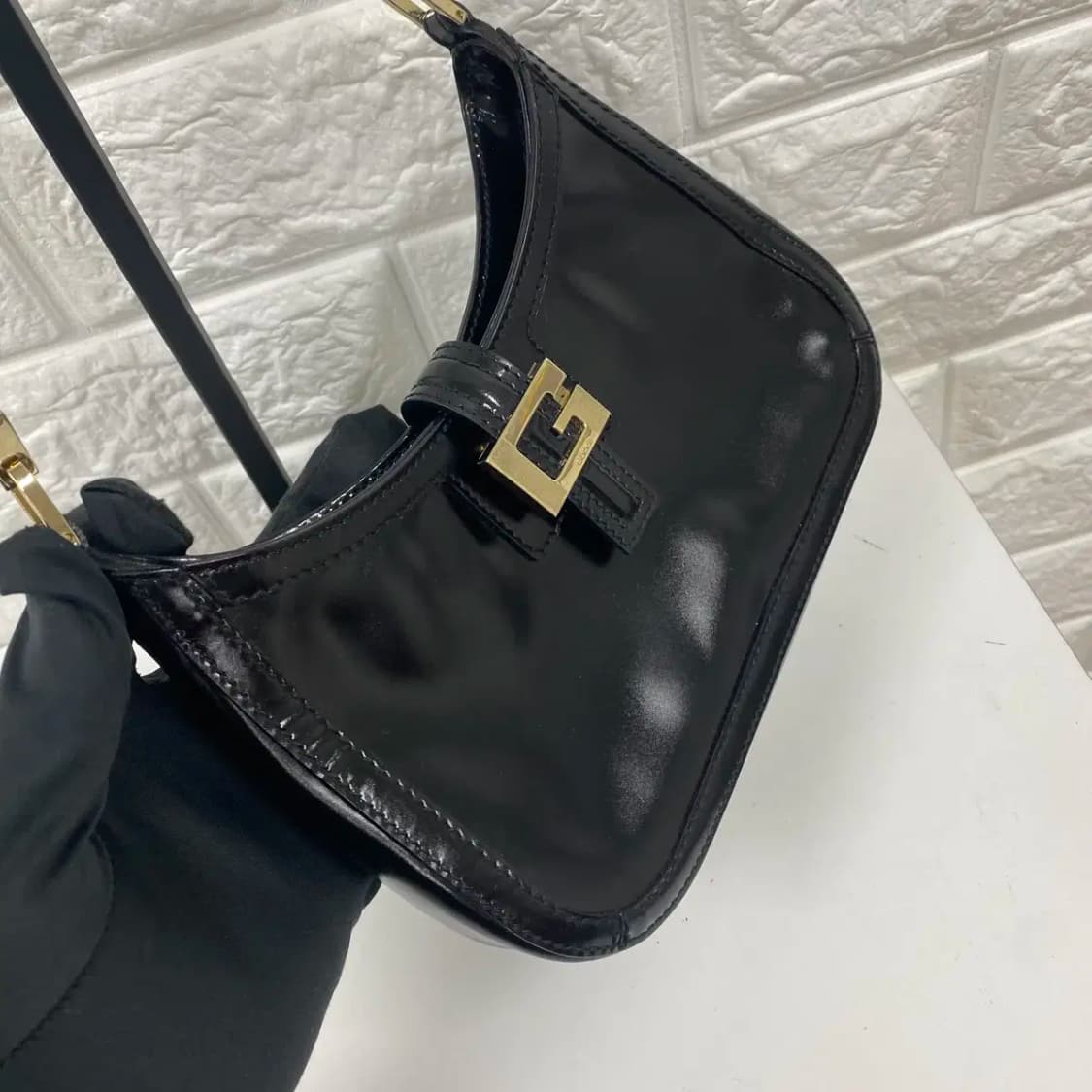 GUCCI / 빈티지 구찌 블랙 페이던트 GG 미니 호보백 / 숄더백 상품이미지4