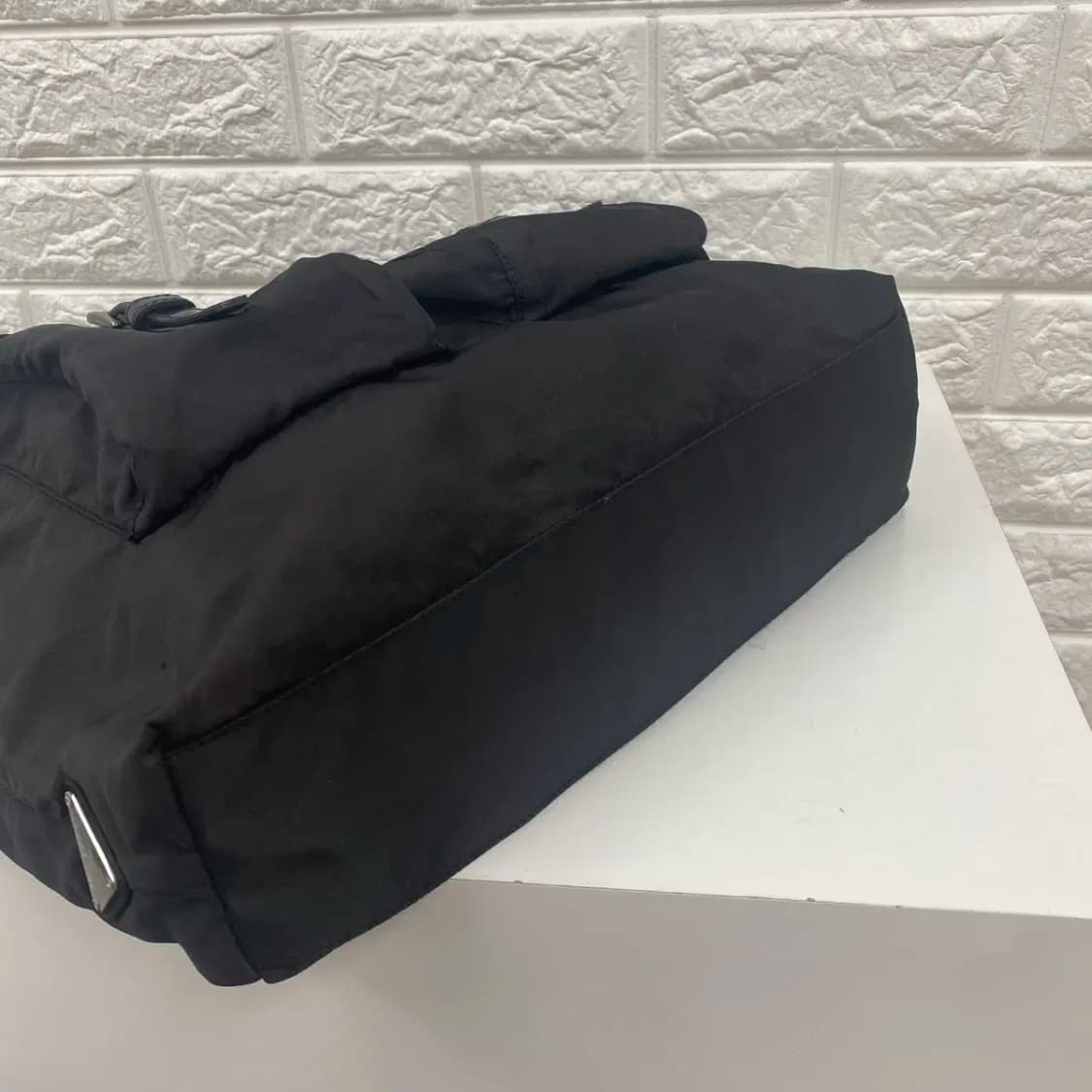 PRADA / 빈티지 프라다 삼각로고 포코노 블랙 나일론 더블포켓 토트백 상품이미지7