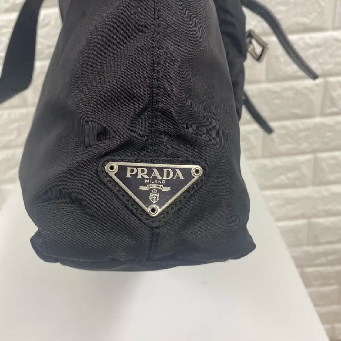 PRADA / 빈티지 프라다 삼각로고 포코노 블랙 나일론 더블포켓 토트백 상품이미지9
