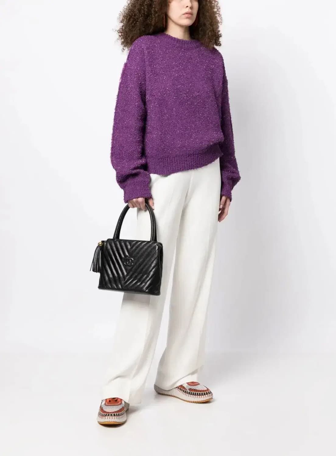 CHANEL / 빈티지 샤넬 3번대 블랙 캐비어V-스티치 쉐브론 탑핸들백 상품이미지2