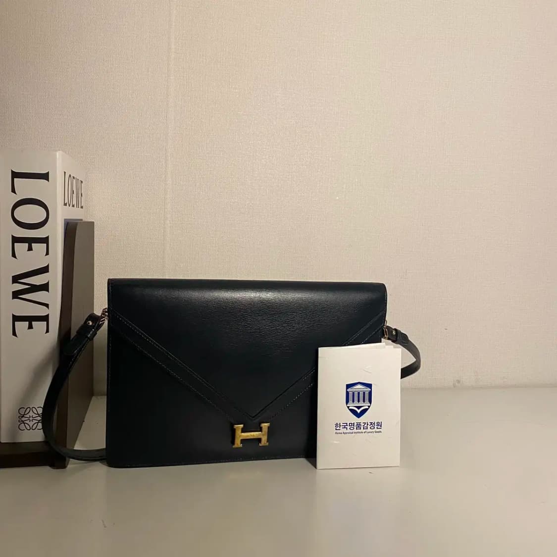 HERMES/빈티지 에르메스 리디아 다크네이비 카프스킨 플랩 레더 숄더백 상품이미지1