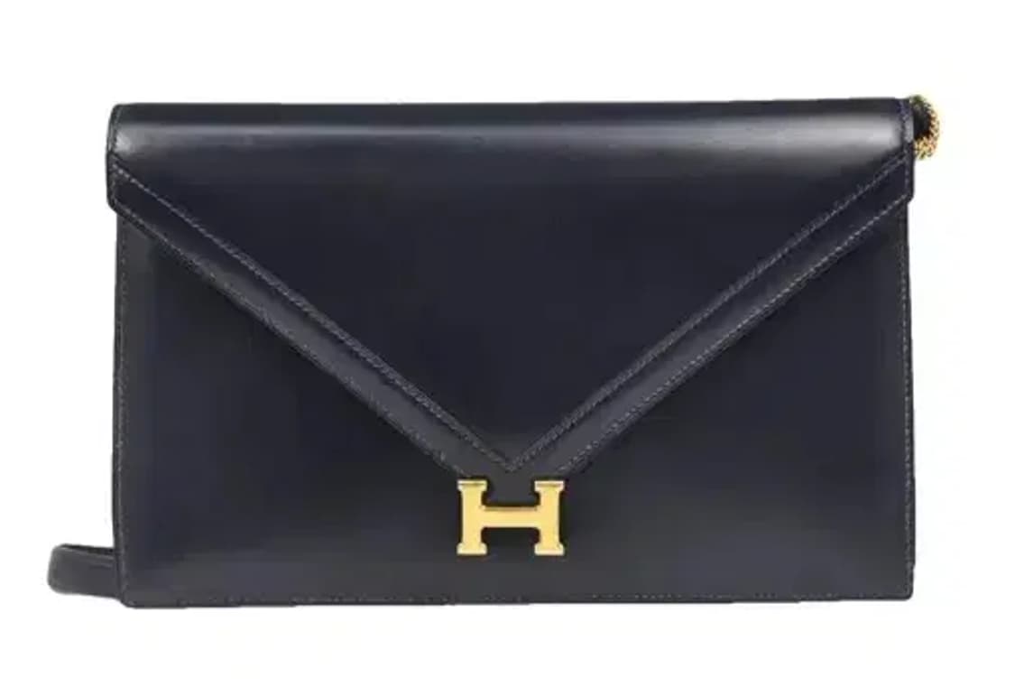 HERMES/빈티지 에르메스 리디아 다크네이비 카프스킨 플랩 레더 숄더백 상품이미지2