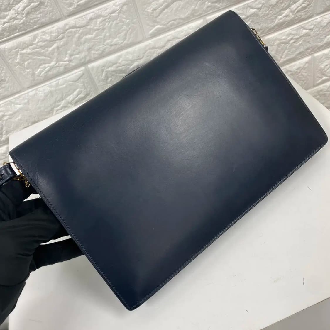 HERMES/빈티지 에르메스 리디아 다크네이비 카프스킨 플랩 레더 숄더백 상품이미지5