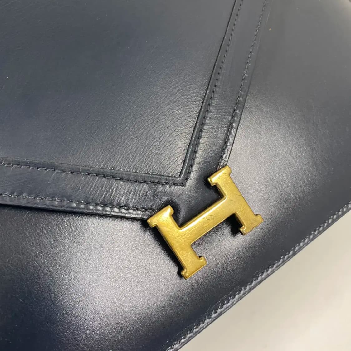 HERMES/빈티지 에르메스 리디아 다크네이비 카프스킨 플랩 레더 숄더백 상품이미지8