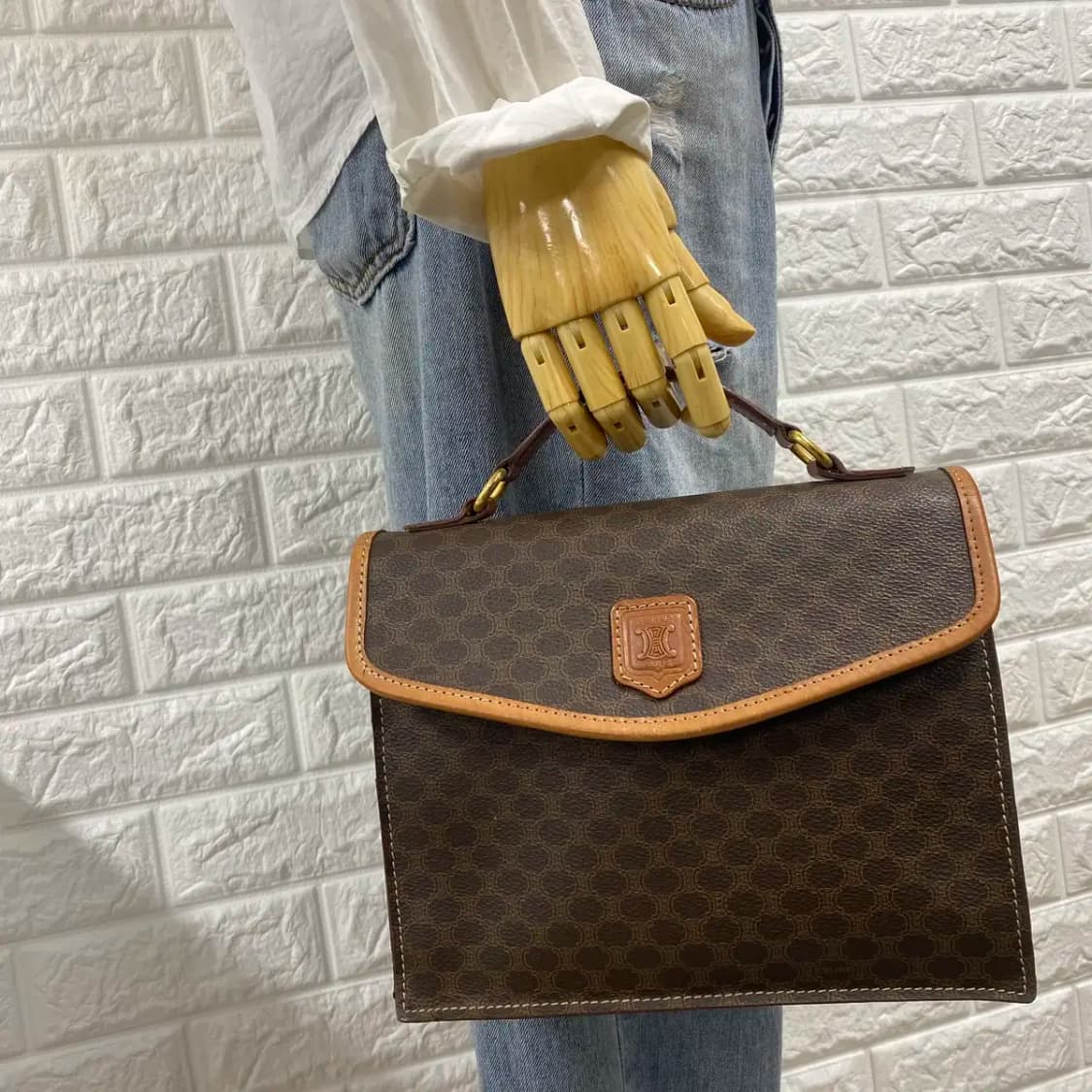 CELINE / 빈티지 셀린느 브라운 마카담 스몰 브리프케이스 /투웨이백 상품이미지5