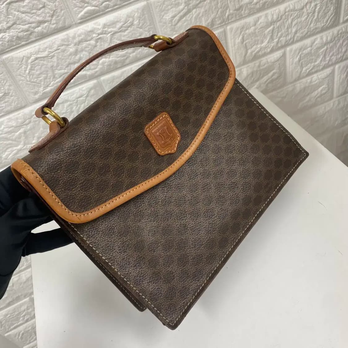 CELINE / 빈티지 셀린느 브라운 마카담 스몰 브리프케이스 /투웨이백 상품이미지6