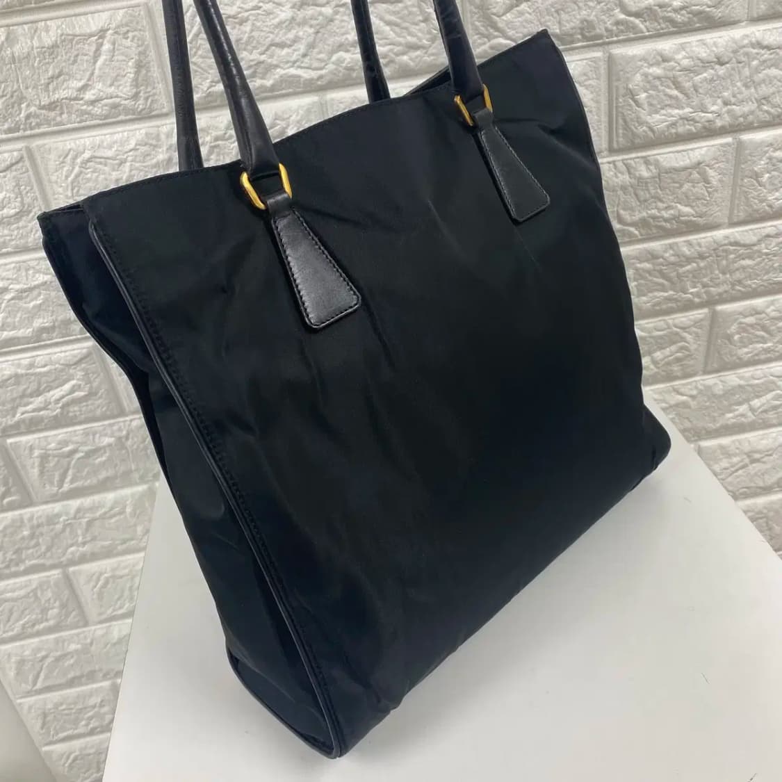 PRADA / 빈티지 프라다 블랙 나일론 삼각로고 토트백 상품이미지5