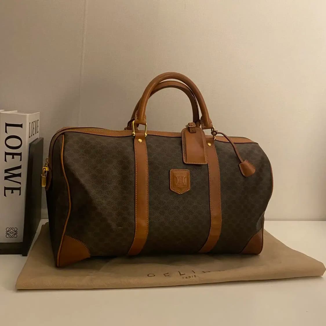 CELINE / 빈티지 셀린느 브라운 마카담 빅 보스턴백 / 트레블백 상품이미지1