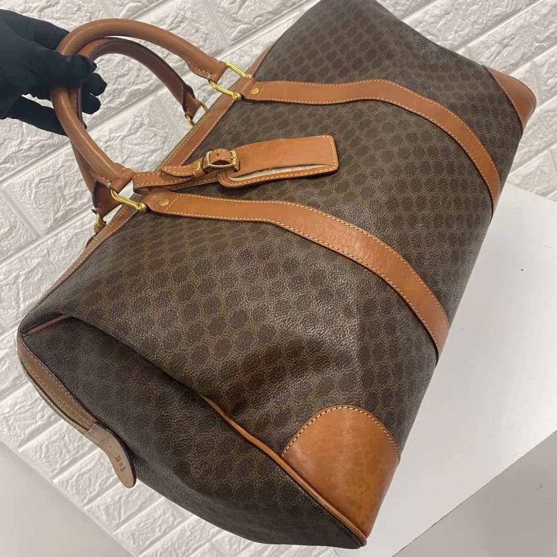 CELINE / 빈티지 셀린느 브라운 마카담 빅 보스턴백 / 트레블백 상품이미지4