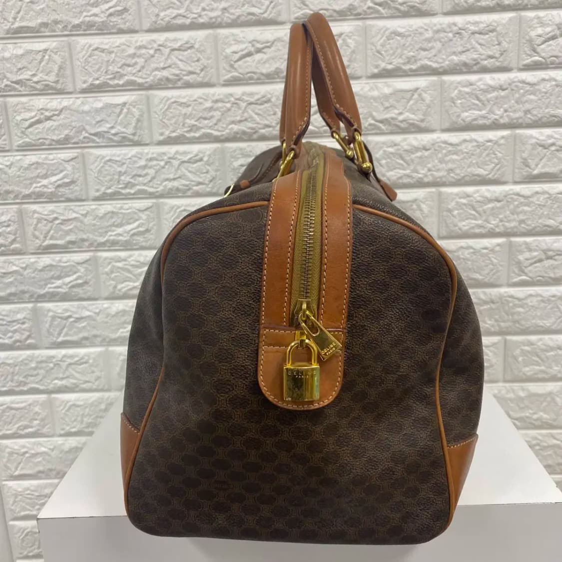 CELINE / 빈티지 셀린느 브라운 마카담 빅 보스턴백 / 트레블백 상품이미지7