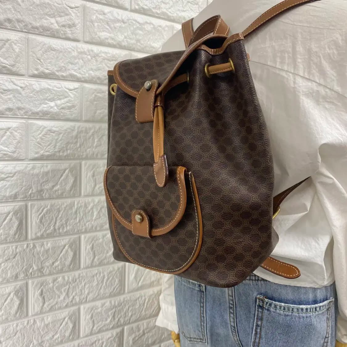 CELINE / 빈티지 셀린느 브라운 마카담 백팩 상품이미지4