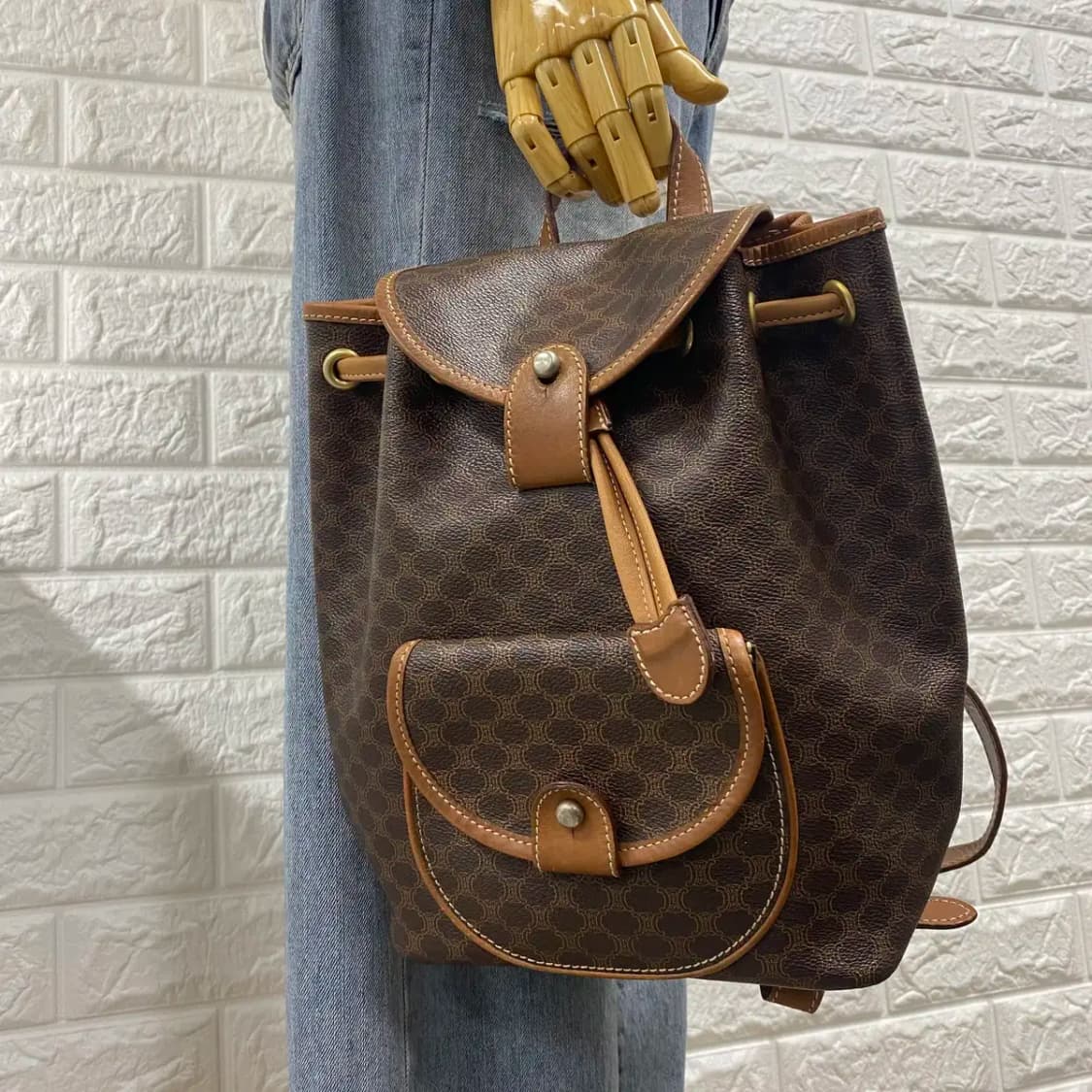 CELINE / 빈티지 셀린느 브라운 마카담 백팩 상품이미지5