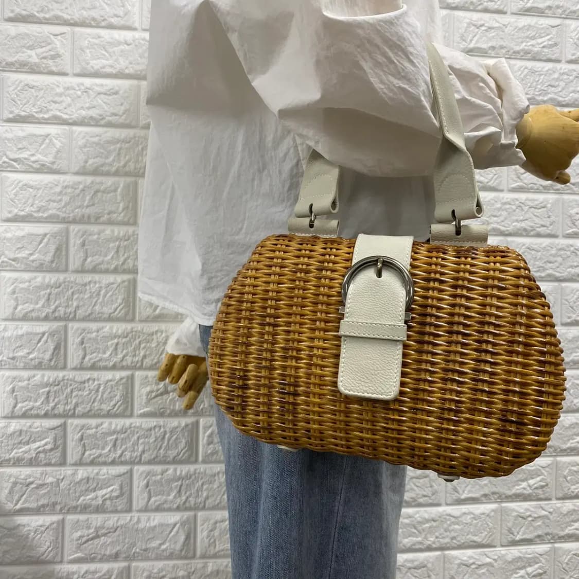 FERRAGAMO /빈티지 살바토레 페라가모 간치니 라탄 원 핸들 핸드백 상품이미지2