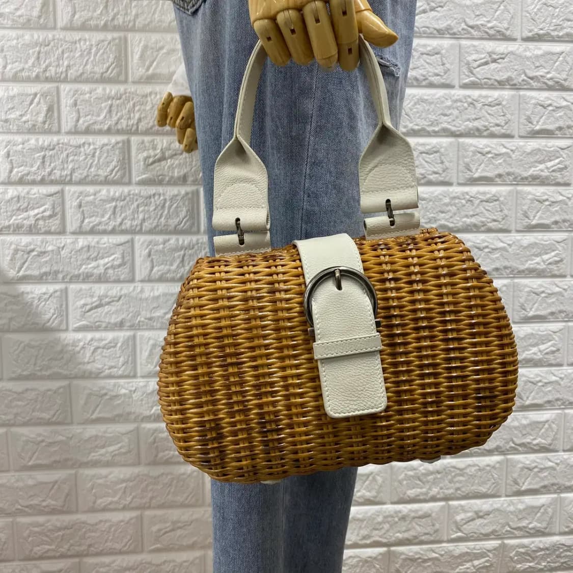 FERRAGAMO /빈티지 살바토레 페라가모 간치니 라탄 원 핸들 핸드백 상품이미지3