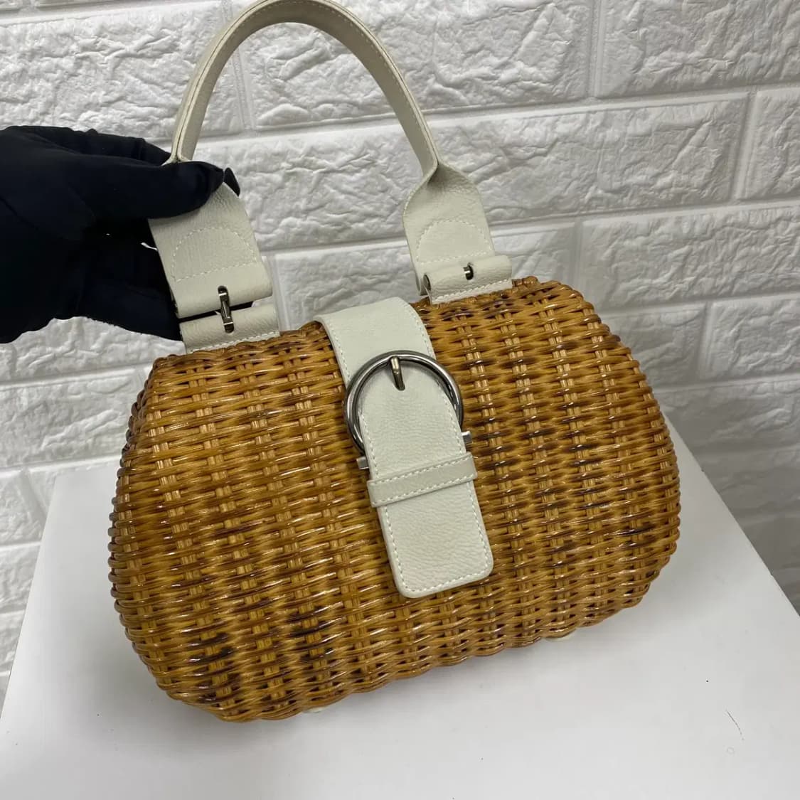 FERRAGAMO /빈티지 살바토레 페라가모 간치니 라탄 원 핸들 핸드백 상품이미지4