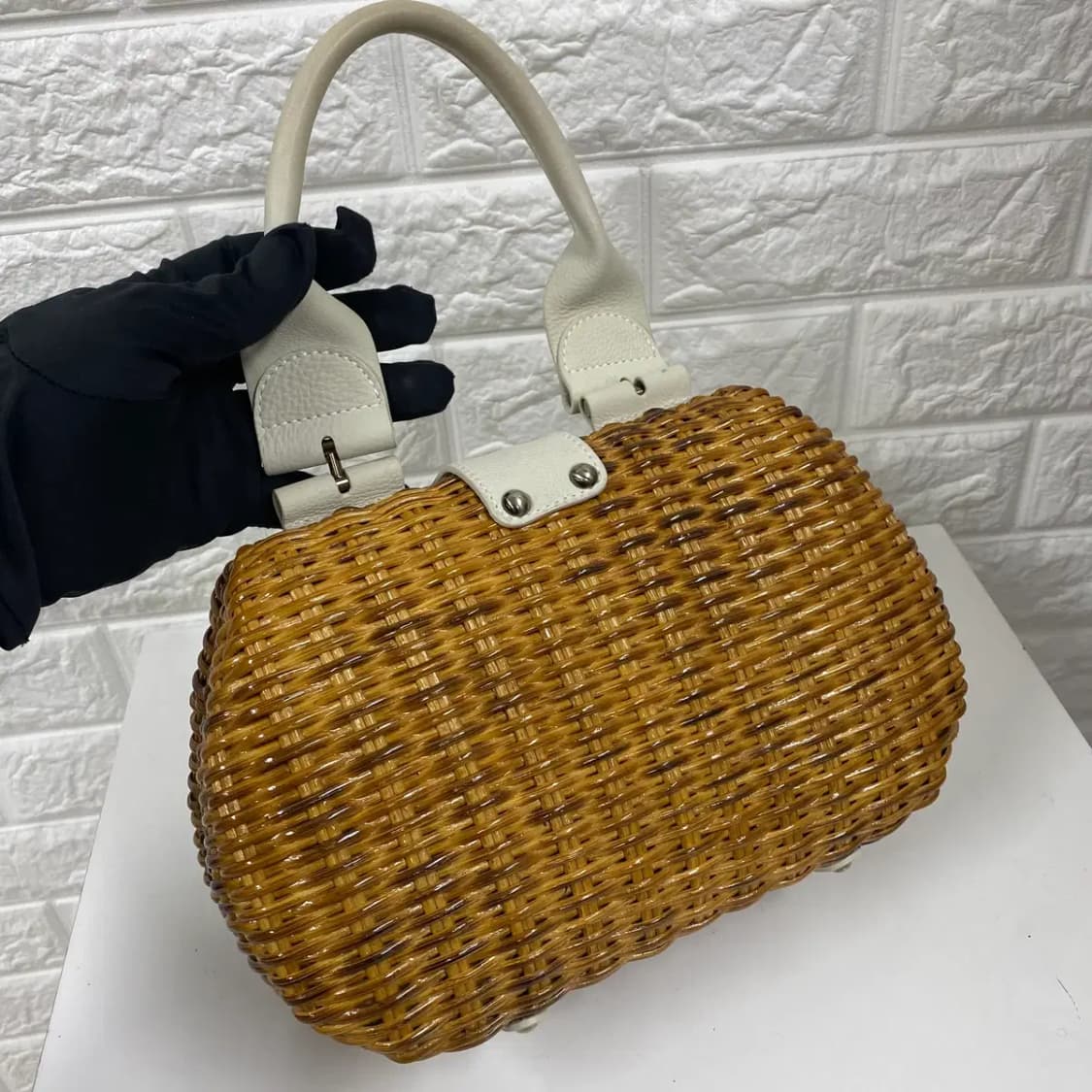 FERRAGAMO /빈티지 살바토레 페라가모 간치니 라탄 원 핸들 핸드백 상품이미지5