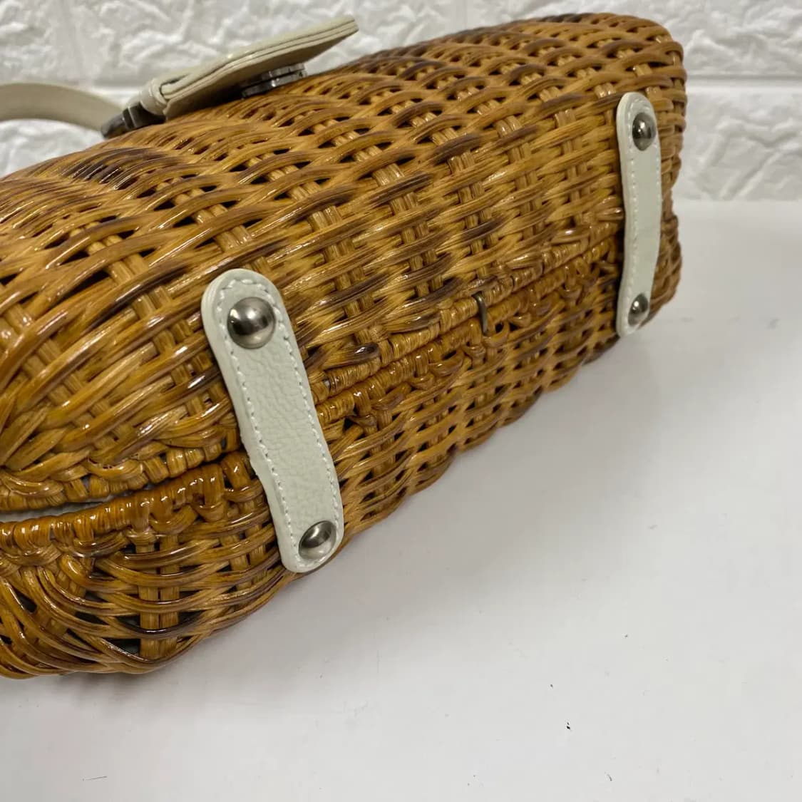 FERRAGAMO /빈티지 살바토레 페라가모 간치니 라탄 원 핸들 핸드백 상품이미지8