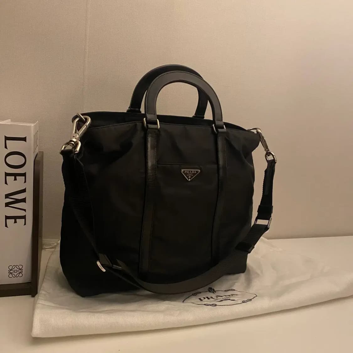 PRADA / 빈티지 프라다 삼각로고 블랙 테수토 나일론 토트백/투웨이백 상품이미지1