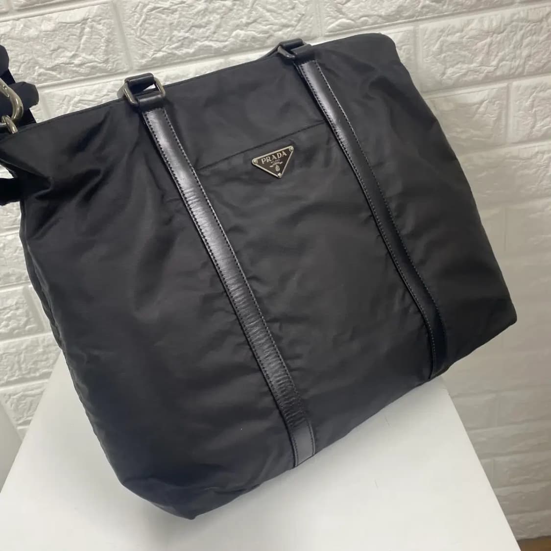 PRADA / 빈티지 프라다 삼각로고 블랙 테수토 나일론 토트백/투웨이백 상품이미지4