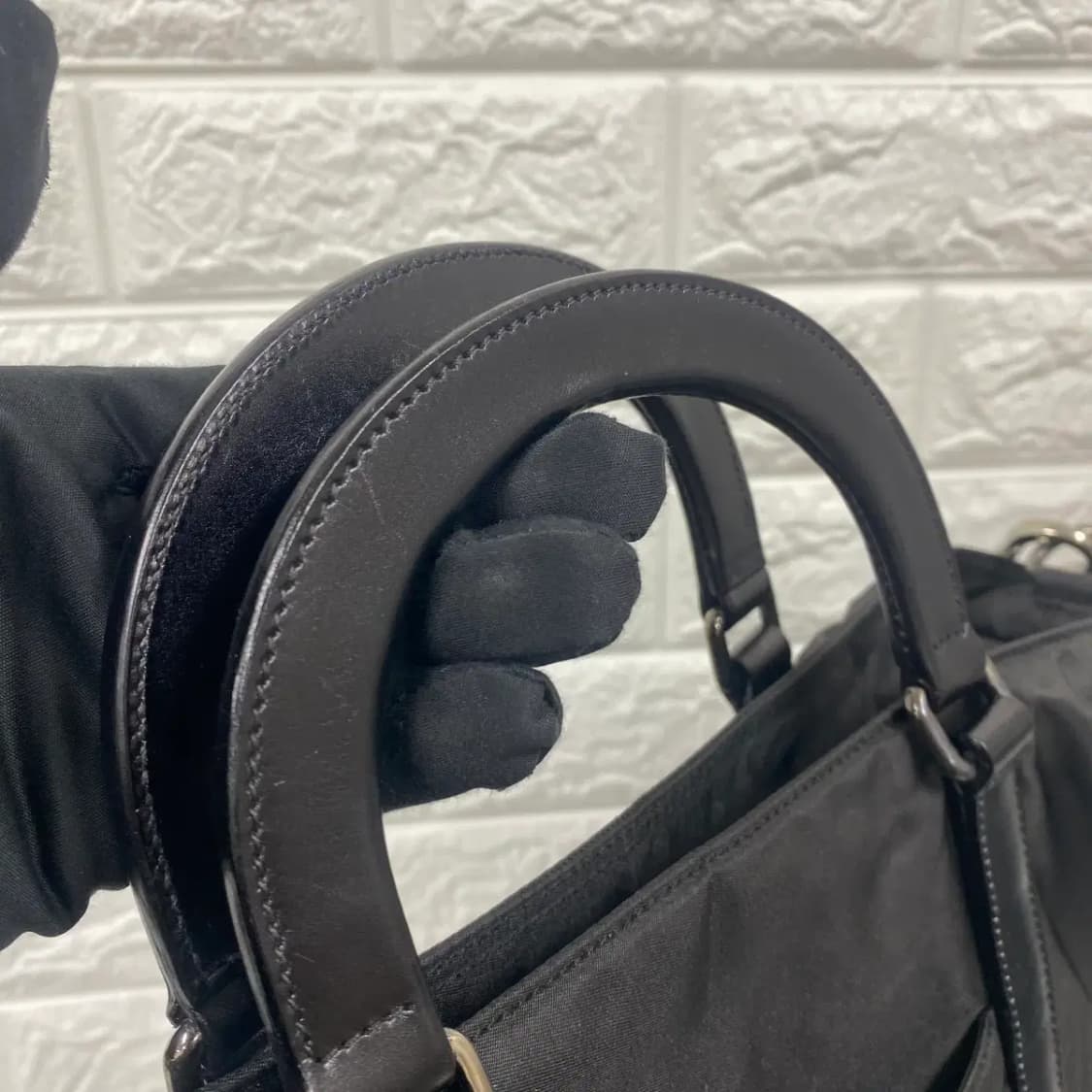 PRADA / 빈티지 프라다 삼각로고 블랙 테수토 나일론 토트백/투웨이백 상품이미지7