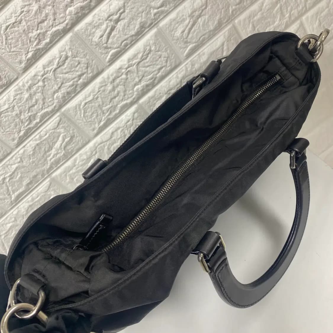 PRADA / 빈티지 프라다 삼각로고 블랙 테수토 나일론 토트백/투웨이백 상품이미지8