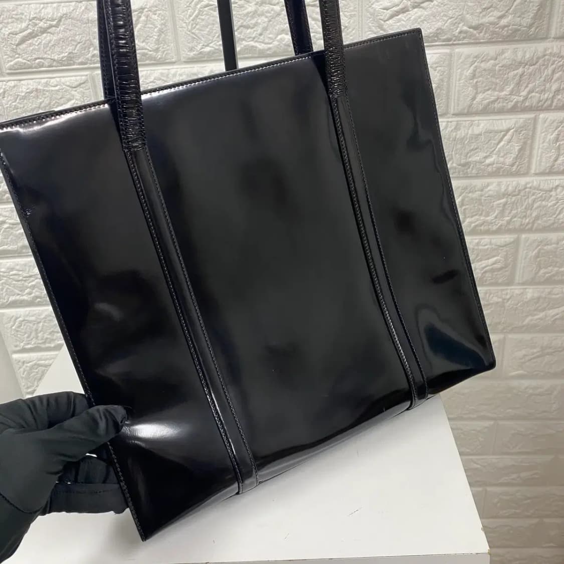 PRADA / 빈티지 프라다 블랙 페이던트 숄더백 상품이미지4