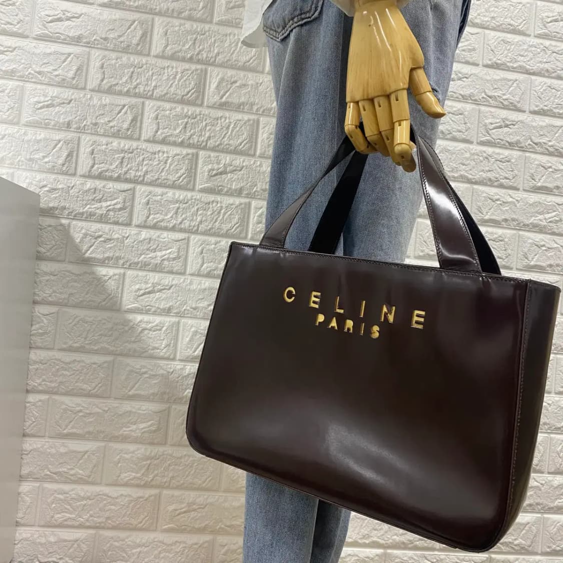 CELINE / 빈티지 셀린느 브라운 페이던트 토트백 상품이미지3