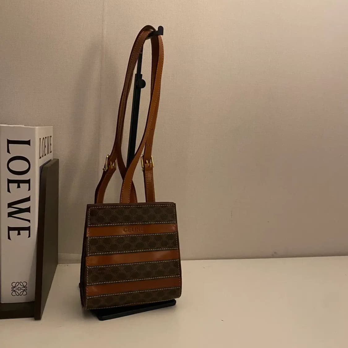 CELINE / 빈티지 셀린느 브라운 마카담 스퀘어 마이크로 미니 백팩 상품이미지1