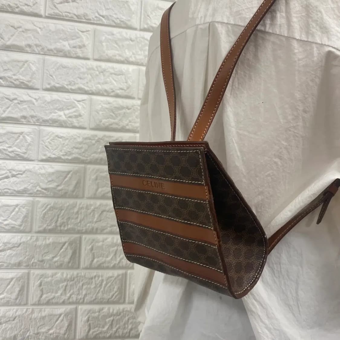 CELINE / 빈티지 셀린느 브라운 마카담 스퀘어 마이크로 미니 백팩 상품이미지2