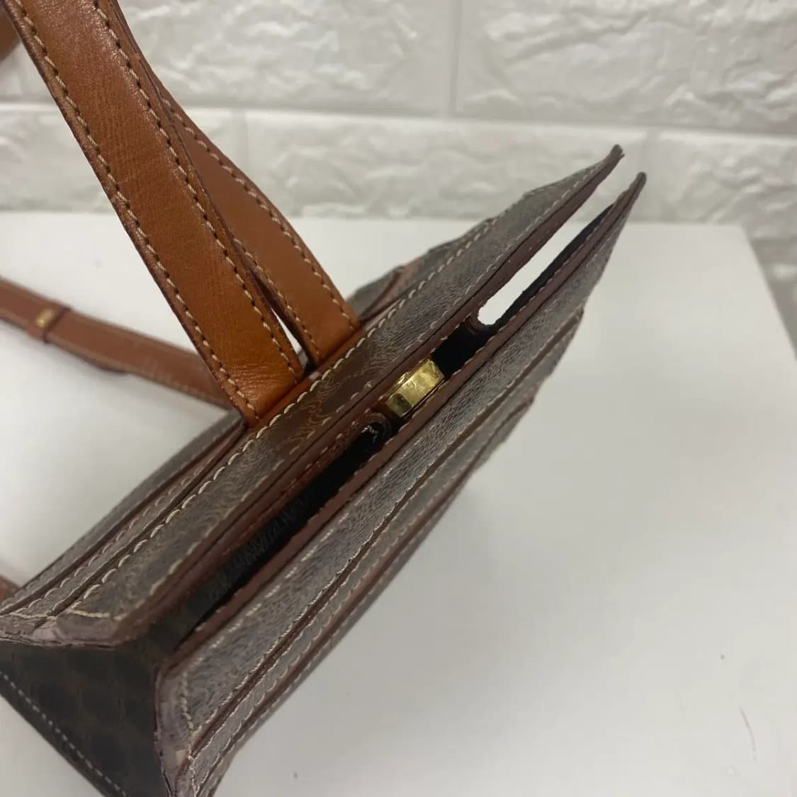 CELINE / 빈티지 셀린느 브라운 마카담 스퀘어 마이크로 미니 백팩 상품이미지6