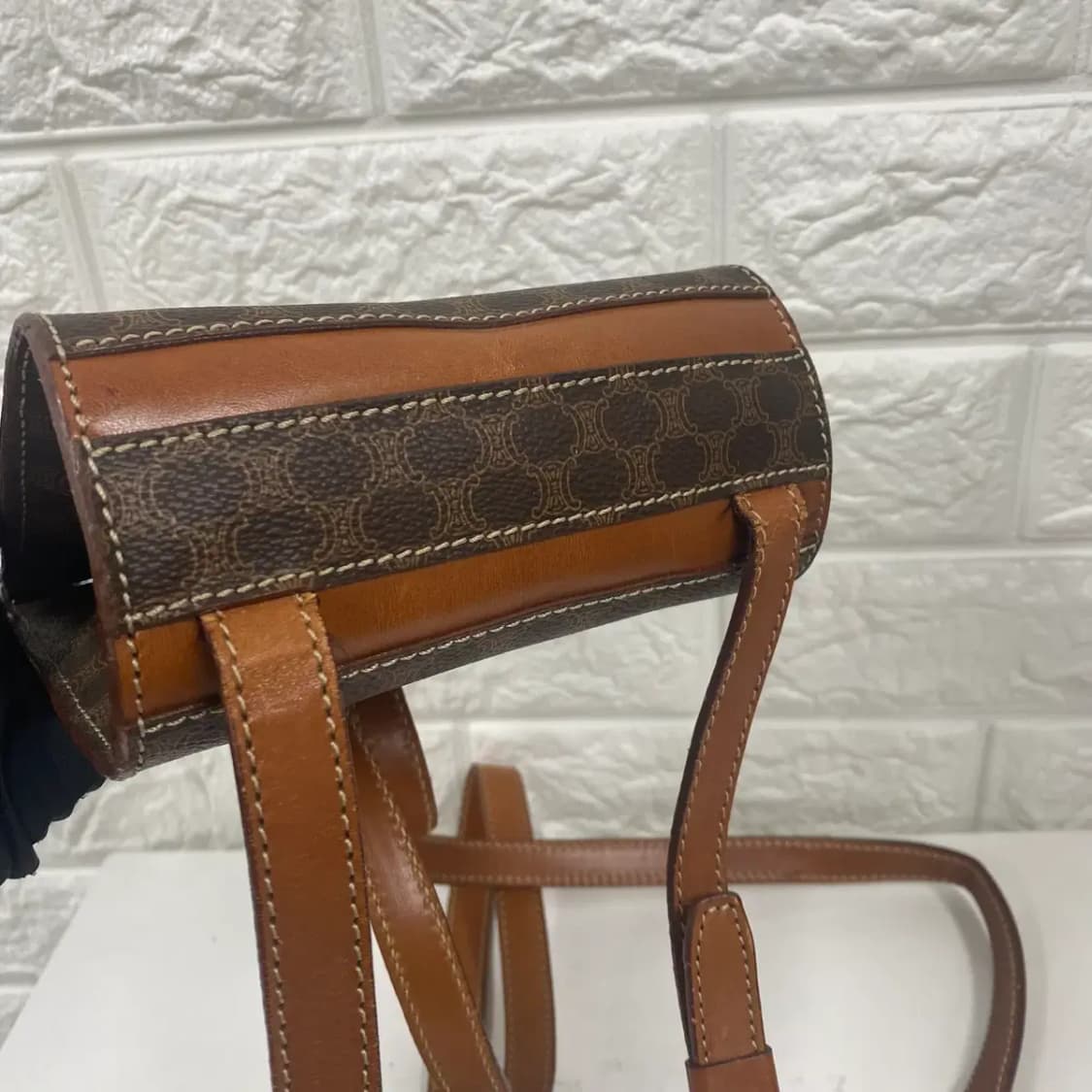 CELINE / 빈티지 셀린느 브라운 마카담 스퀘어 마이크로 미니 백팩 상품이미지7