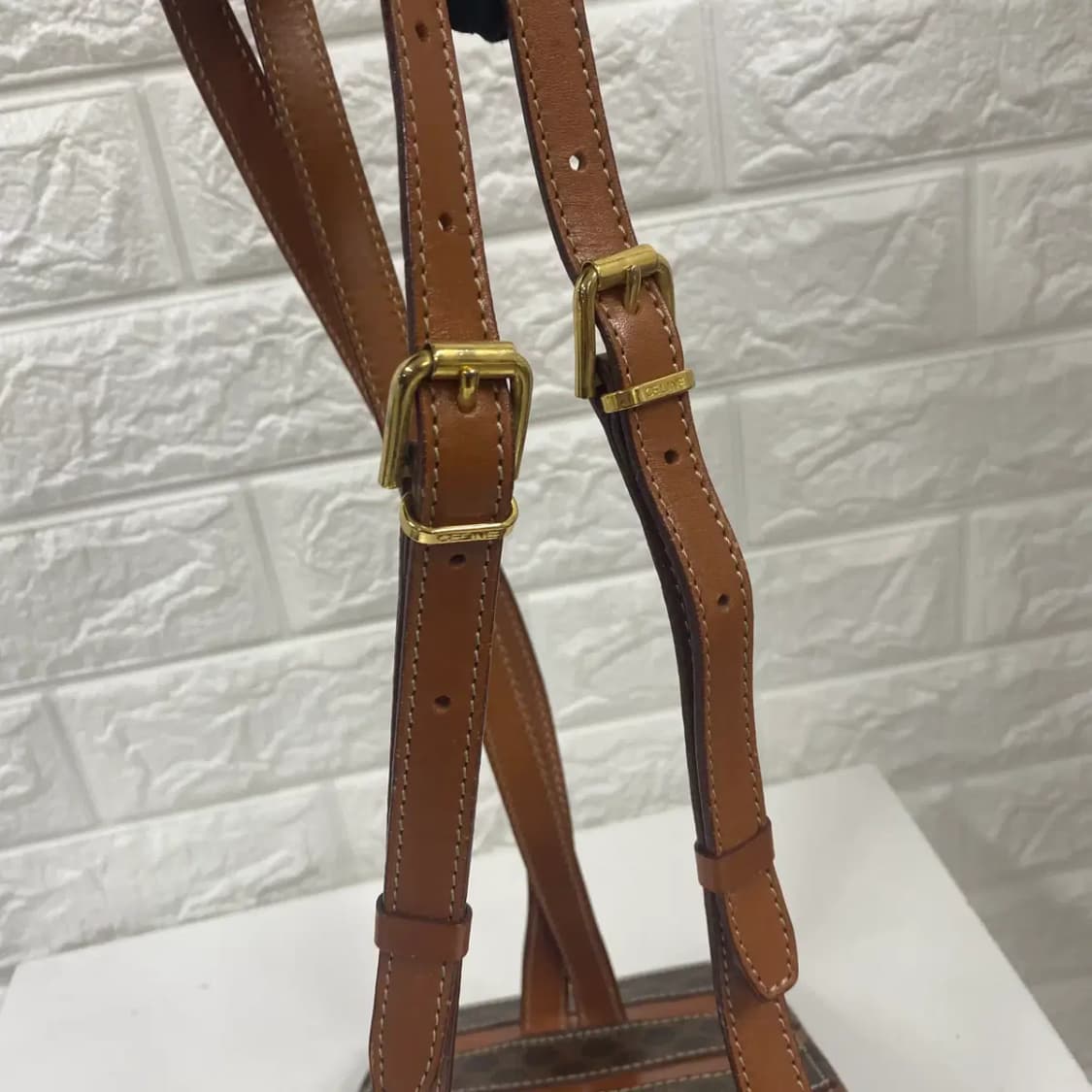 CELINE / 빈티지 셀린느 브라운 마카담 스퀘어 마이크로 미니 백팩 상품이미지8