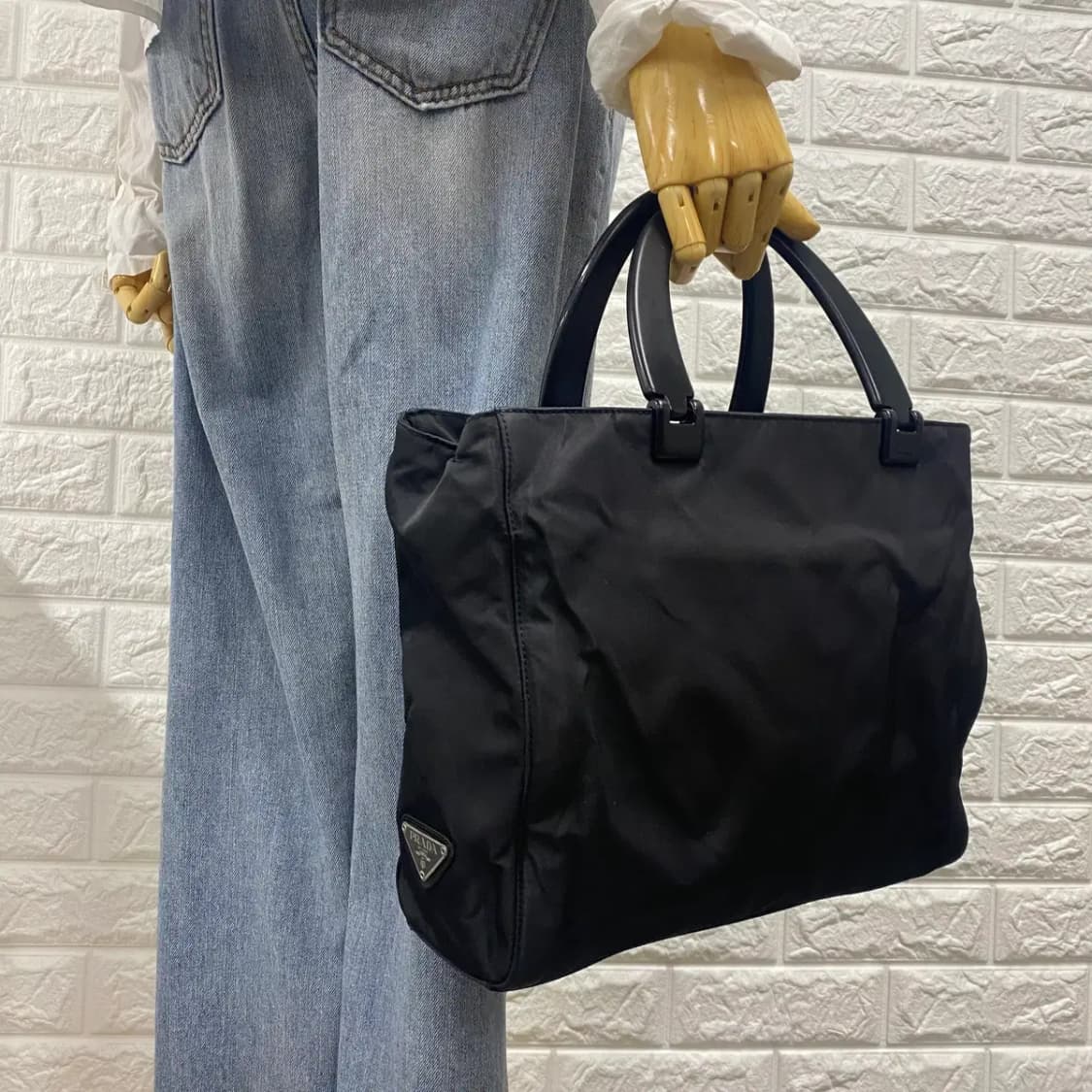 PRADA / 빈티지 프라다 삼각로고 포코노 블랙 나일론 토트백 상품이미지2