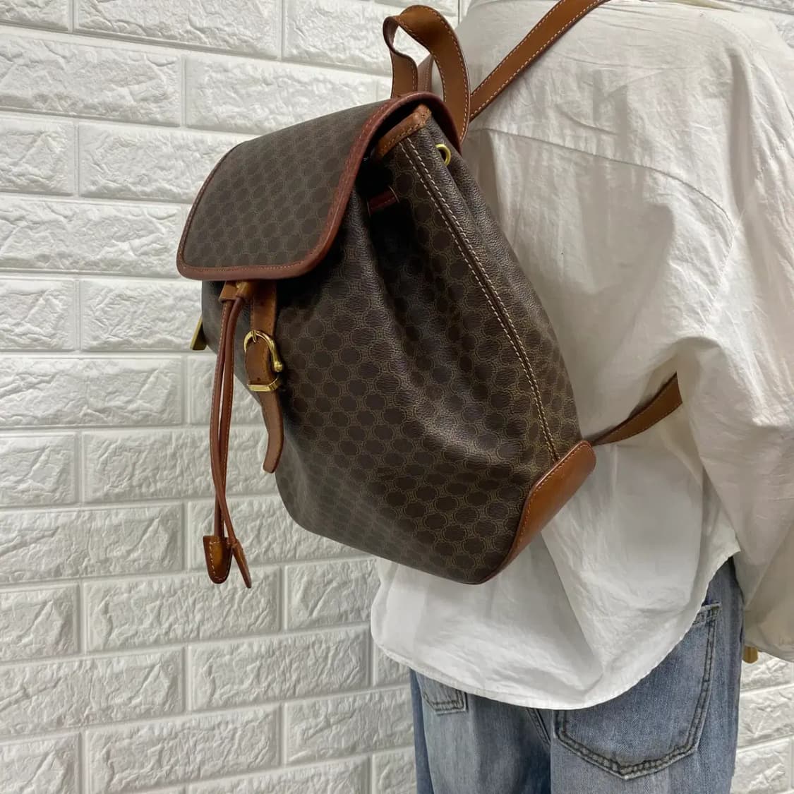 CELINE / 빈티지 셀린느 드로스트링 브라운 마카담 백팩 상품이미지2