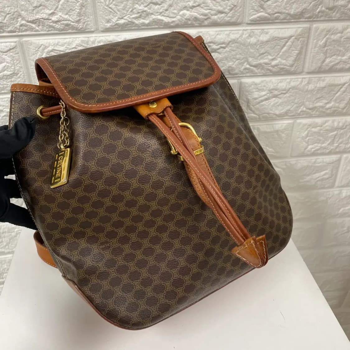 CELINE / 빈티지 셀린느 드로스트링 브라운 마카담 백팩 상품이미지4