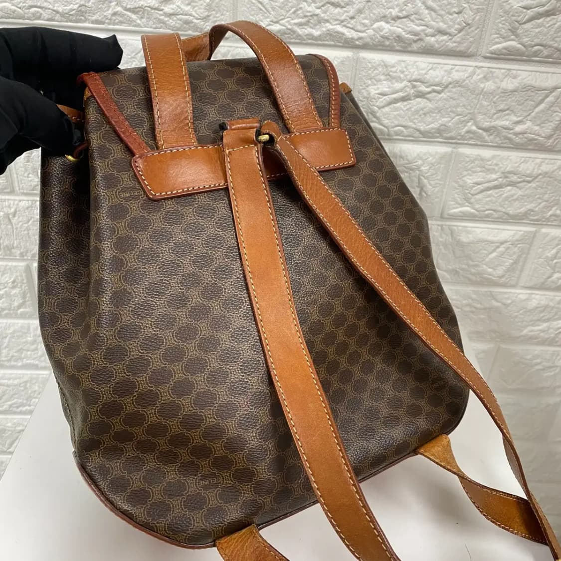 CELINE / 빈티지 셀린느 드로스트링 브라운 마카담 백팩 상품이미지5