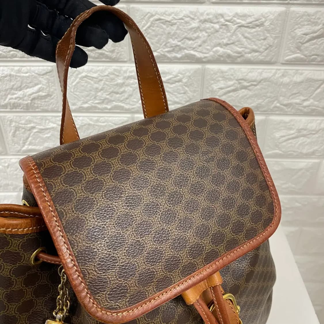 CELINE / 빈티지 셀린느 드로스트링 브라운 마카담 백팩 상품이미지6