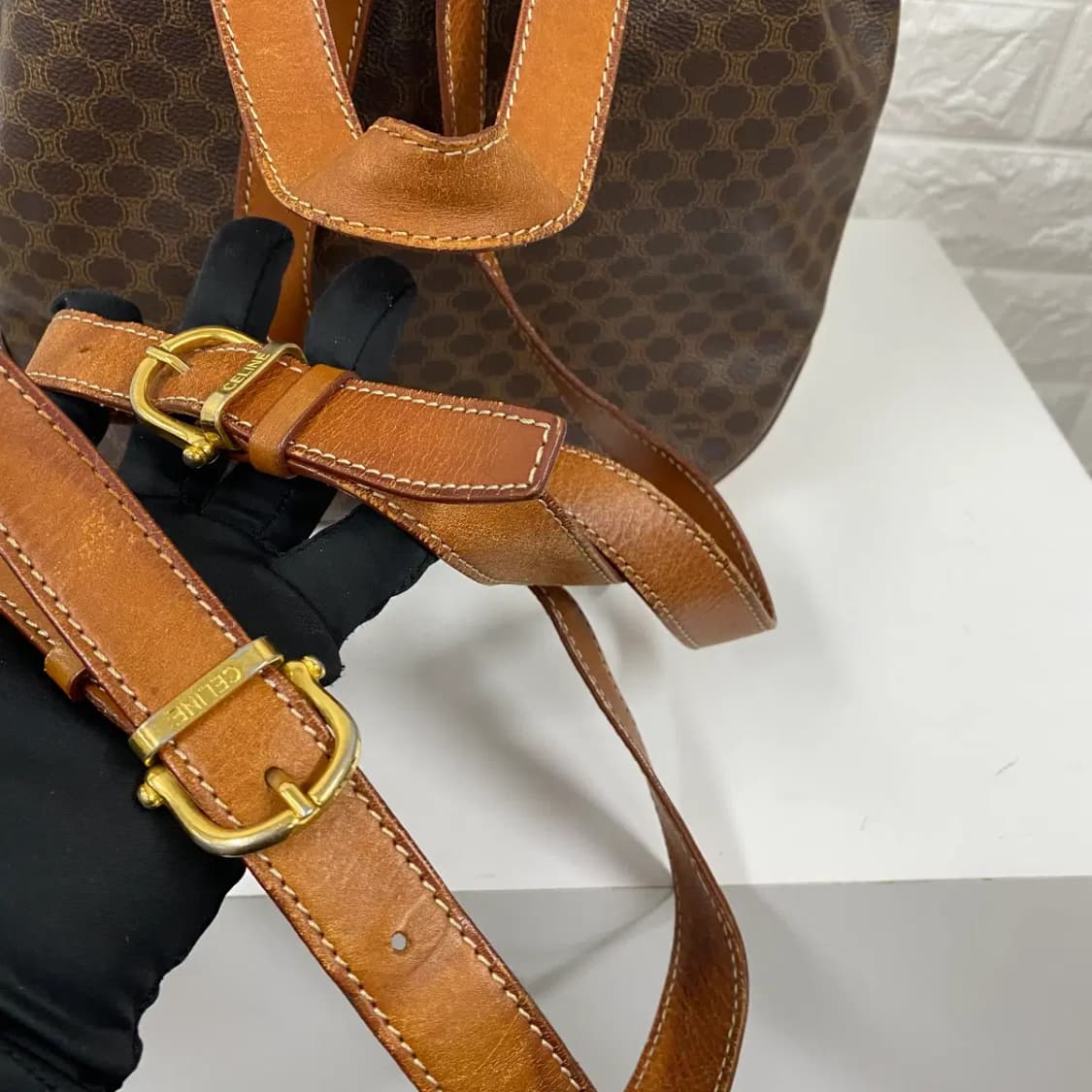 CELINE / 빈티지 셀린느 드로스트링 브라운 마카담 백팩 상품이미지8