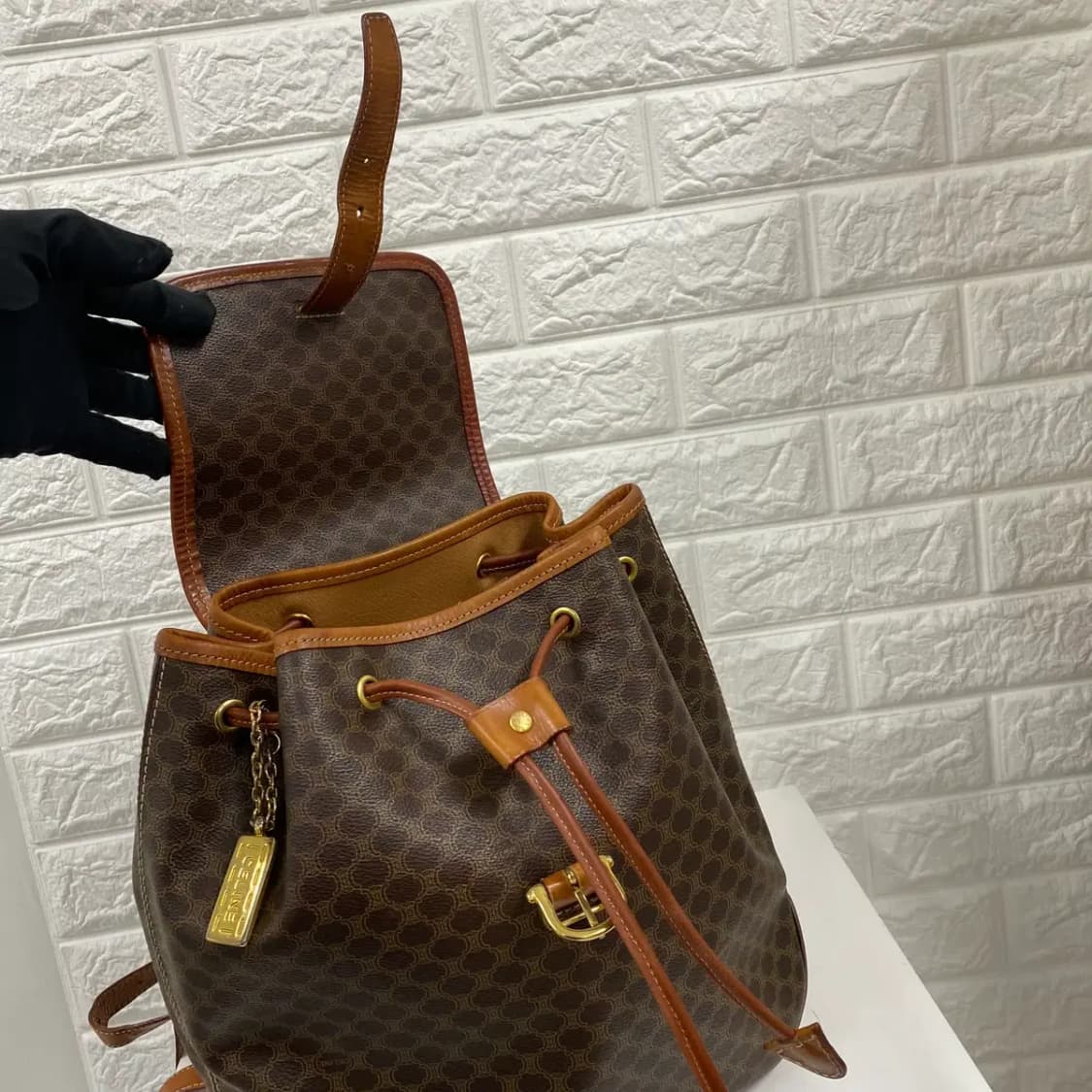 CELINE / 빈티지 셀린느 드로스트링 브라운 마카담 백팩 상품이미지9