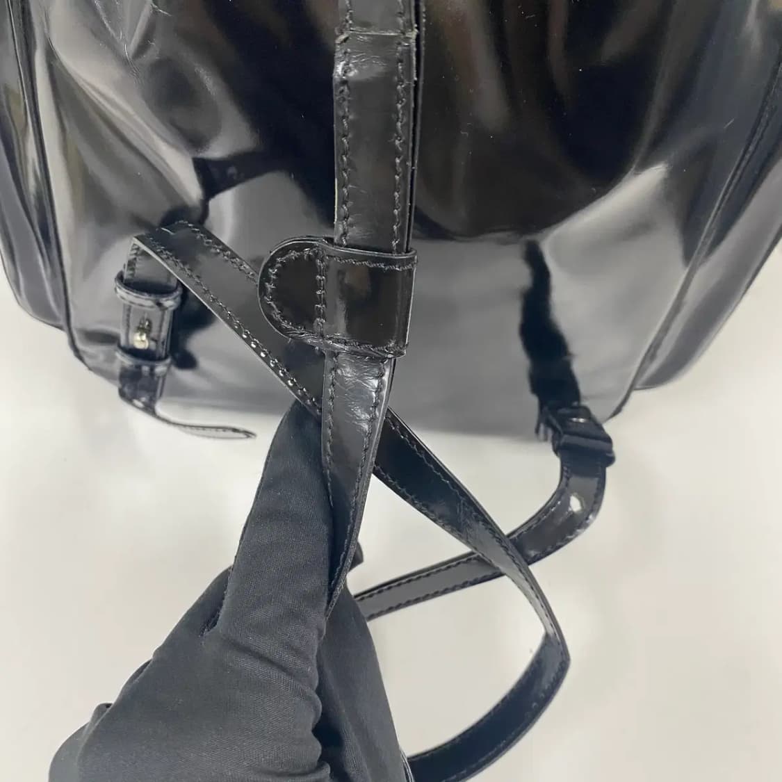 CELINE / 빈티지 셀린느 블랙 페이던트 드로스트링 백팩 상품이미지6