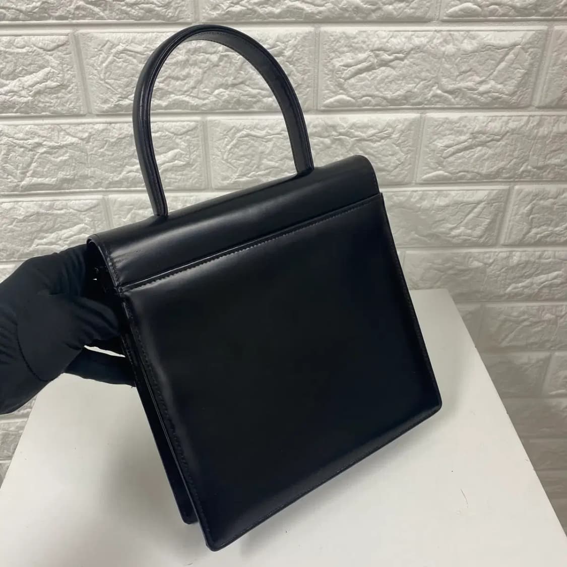 GIVENCHY / 빈티지 지방시 4G 금장 로고 블랙 카프 탑 핸들백 상품이미지4