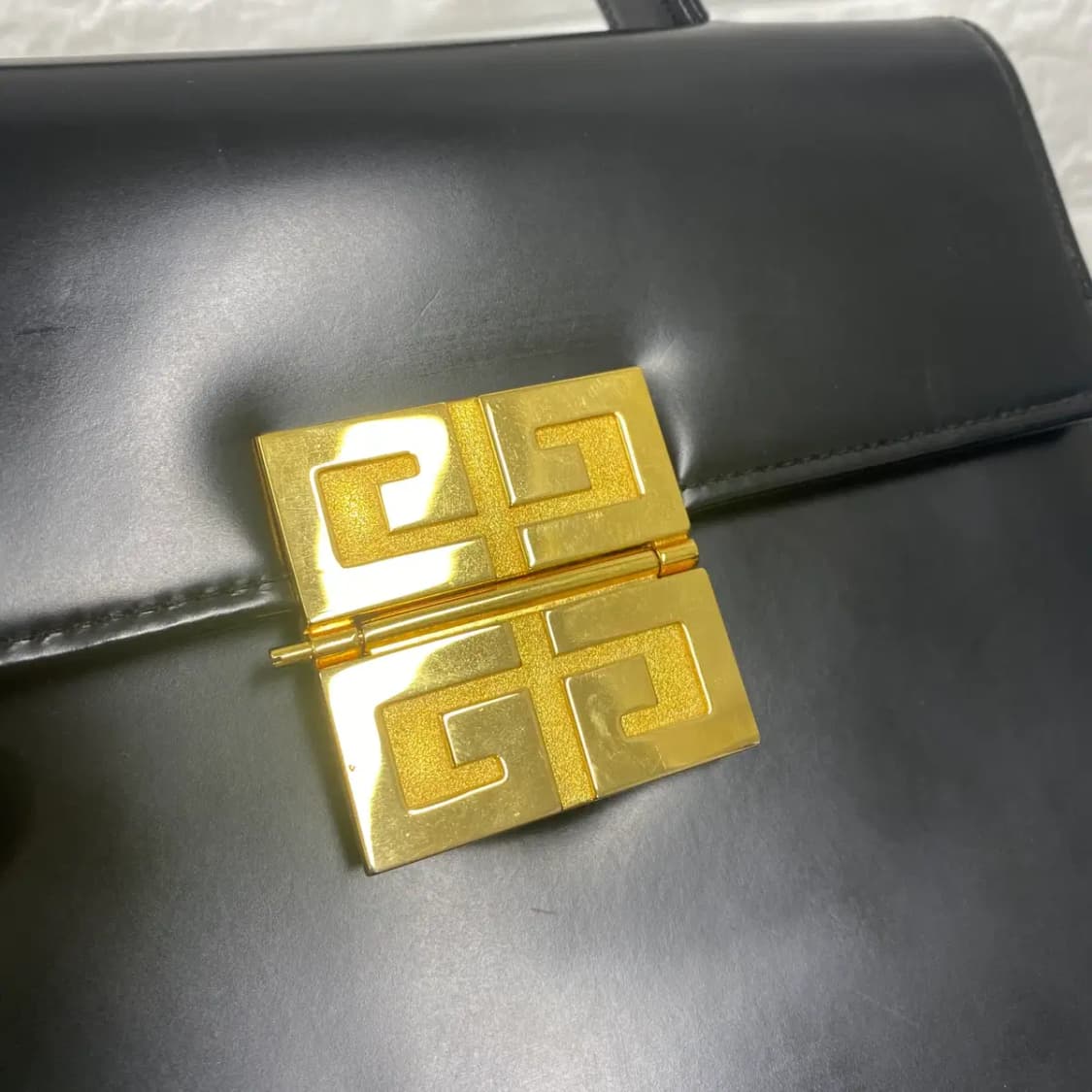 GIVENCHY / 빈티지 지방시 4G 금장 로고 블랙 카프 탑 핸들백 상품이미지8