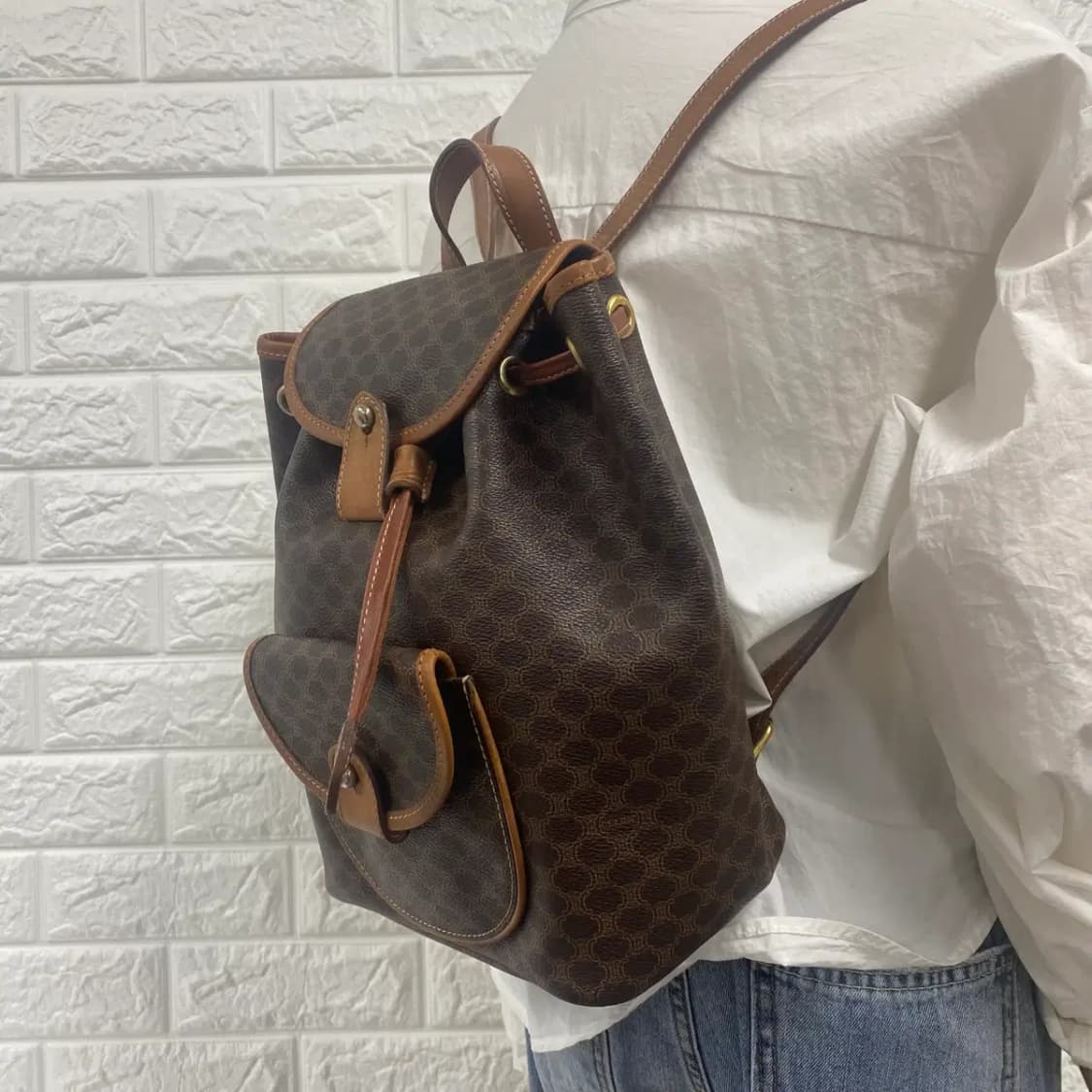 CELINE / 빈티지 셀린느 브라운 마카담 백팩 상품이미지4